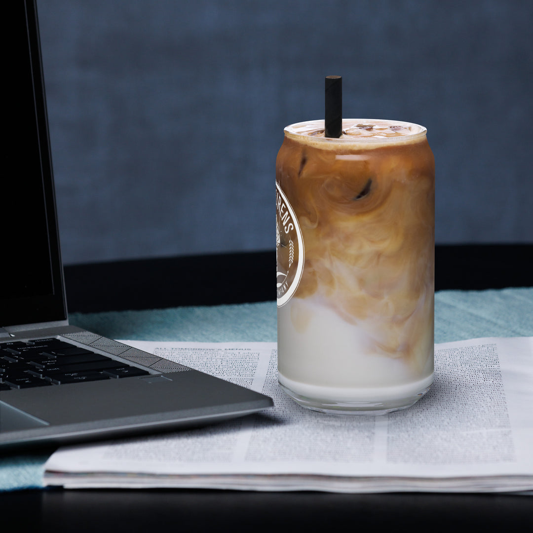 Can-shaped glass Classic Logo - White